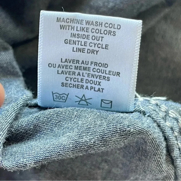 NWT SEVEN7 Button Down Dark Wash Blue Denim Jean Shirt - Picture 8 of 12